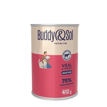 Консервы для собак Buddy&Sol PREMIUM 410гр (телятина с тыквой) BS451